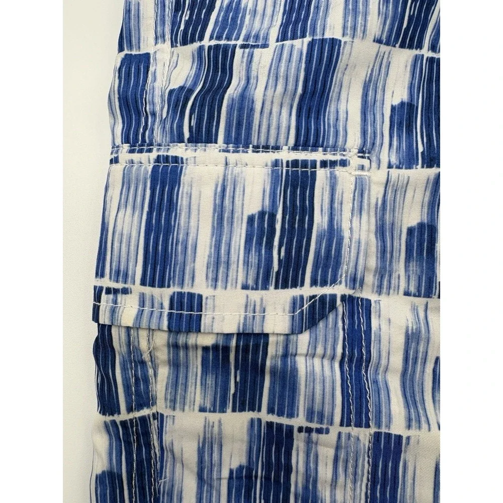 Tommy Bahama Swim Trunks Mens XXL Blue White Geometric Mesh Lined Pocket Board